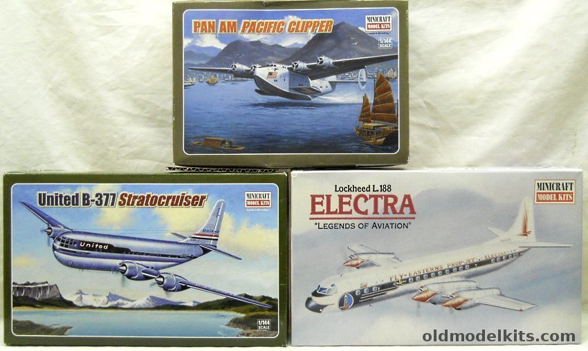 Minicraft 1/144 Boeing 314 Clipper Pan Am (ex-Airfix)  / 14444 Lockheed Electra Eastern Airlines / Boeing B-377 Stratocruiser United Airlines plastic model kit